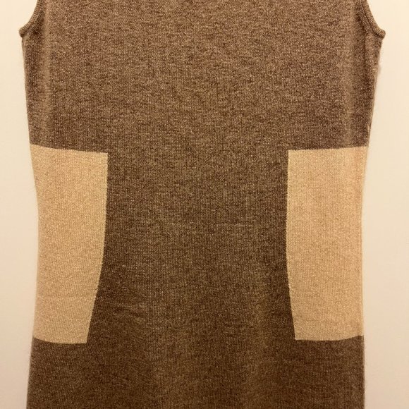Erdenet 100% Cashmere Sweater Dress in Brown & Beige - Picture 4 of 14
